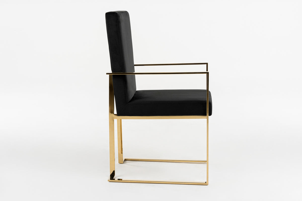 Fowler Modern Black Velvet Dining Chair