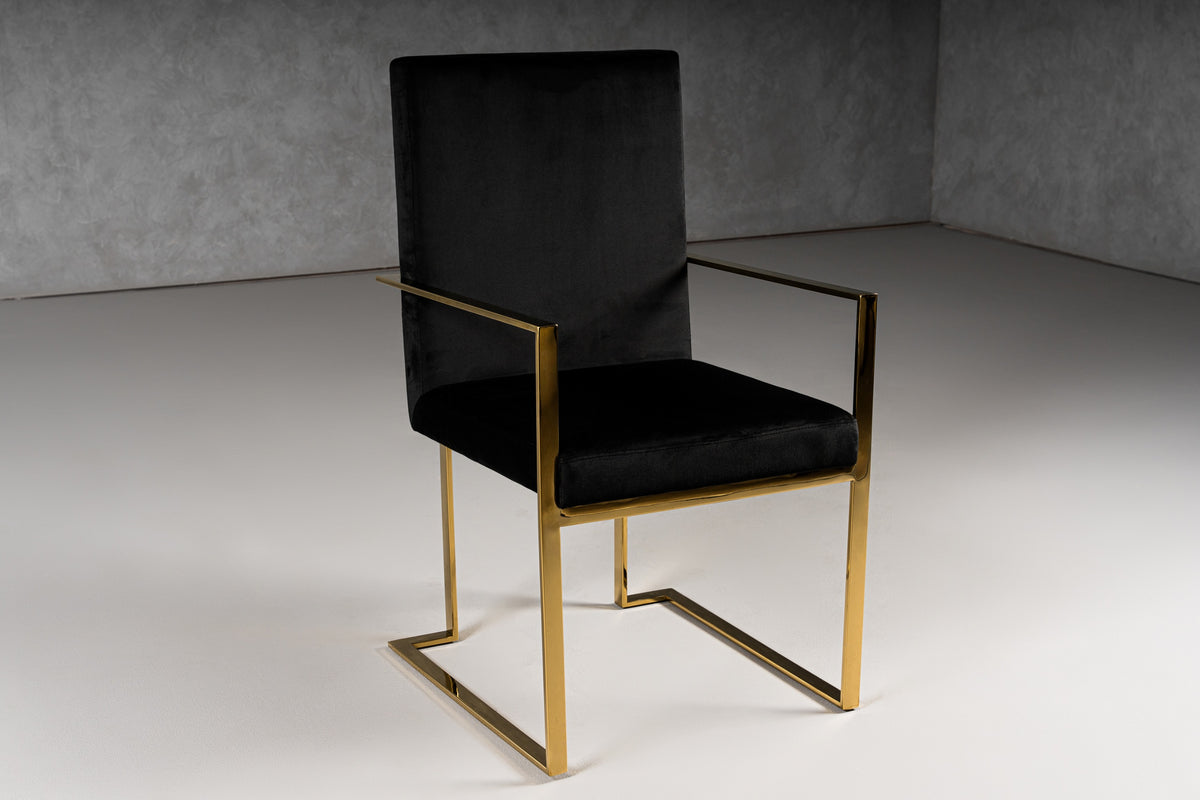 Fowler Modern Black Velvet Dining Chair