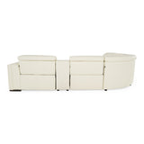 Frazier Modern White Leather Sectional Sofa with 3 Recliners + Console