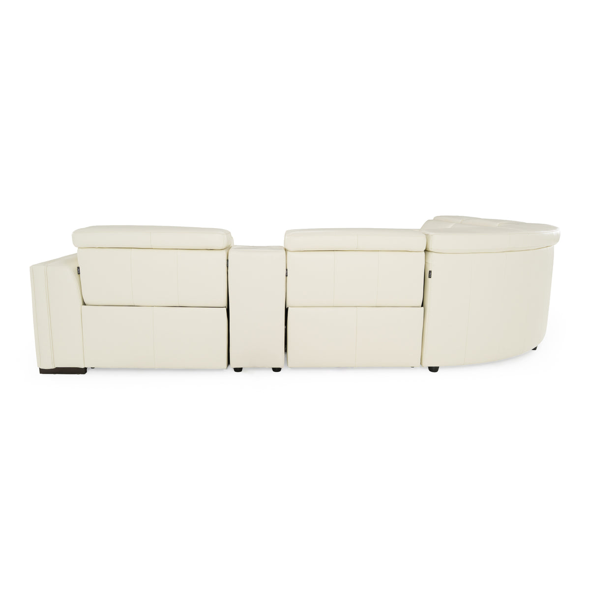 Frazier Modern White Leather Sectional Sofa with 3 Recliners + Console