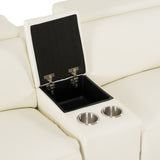 Frazier Modern White Leather Sectional Sofa with 3 Recliners + Console