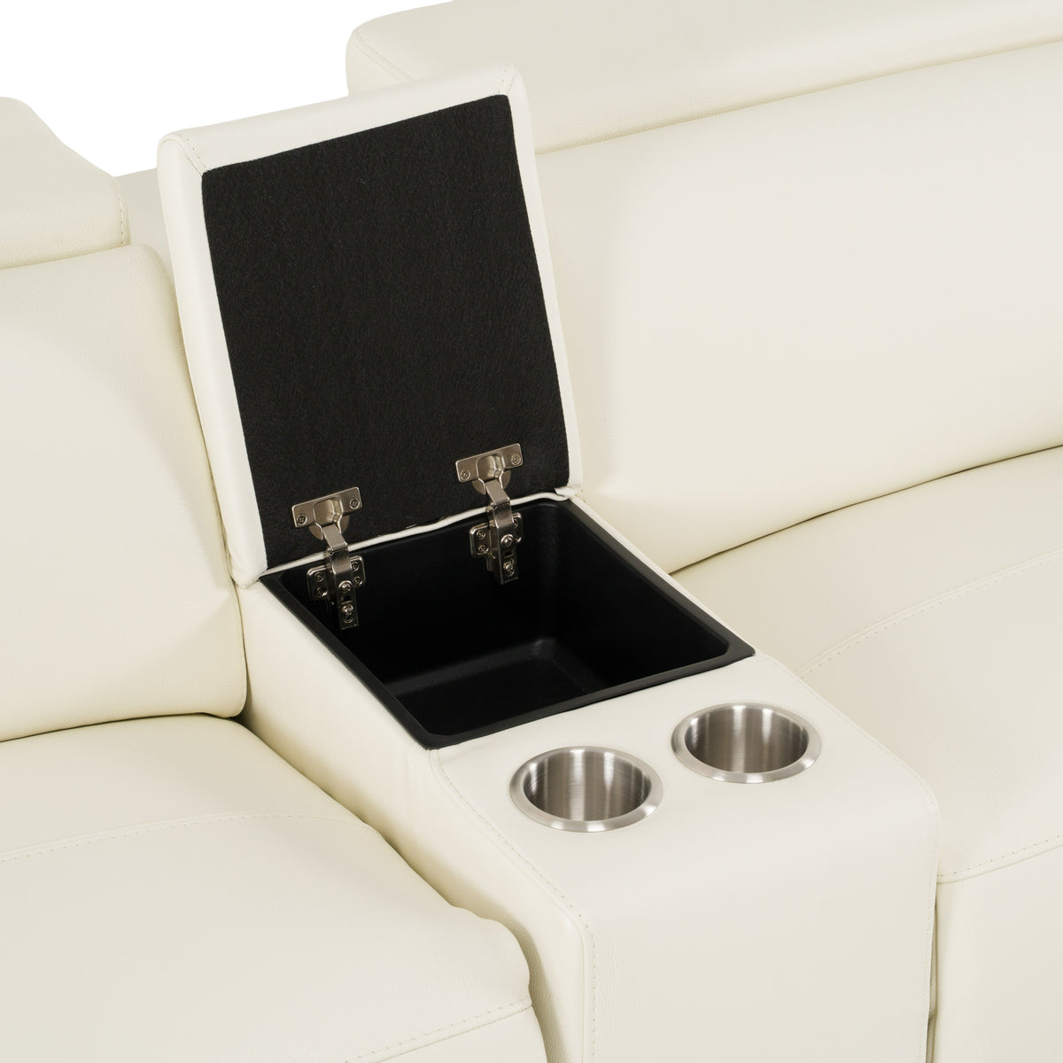 Frazier Modern White Leather Sectional Sofa with 3 Recliners + Console
