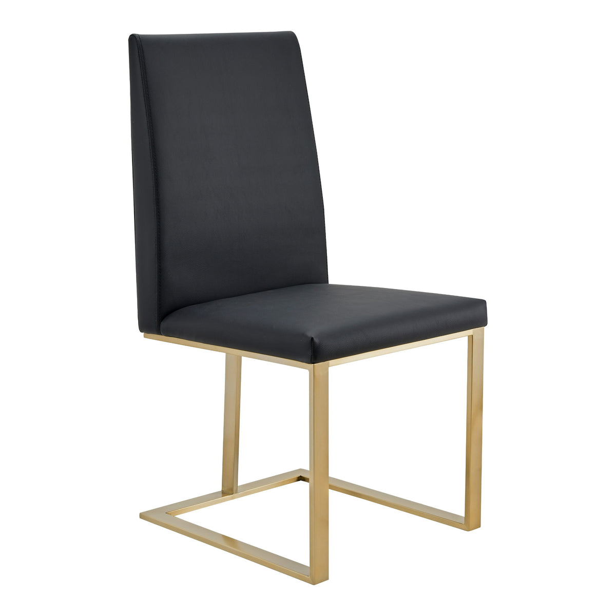 Frankie Modern Dark Grey Vegan Leather + Antique Brass Dining Chair