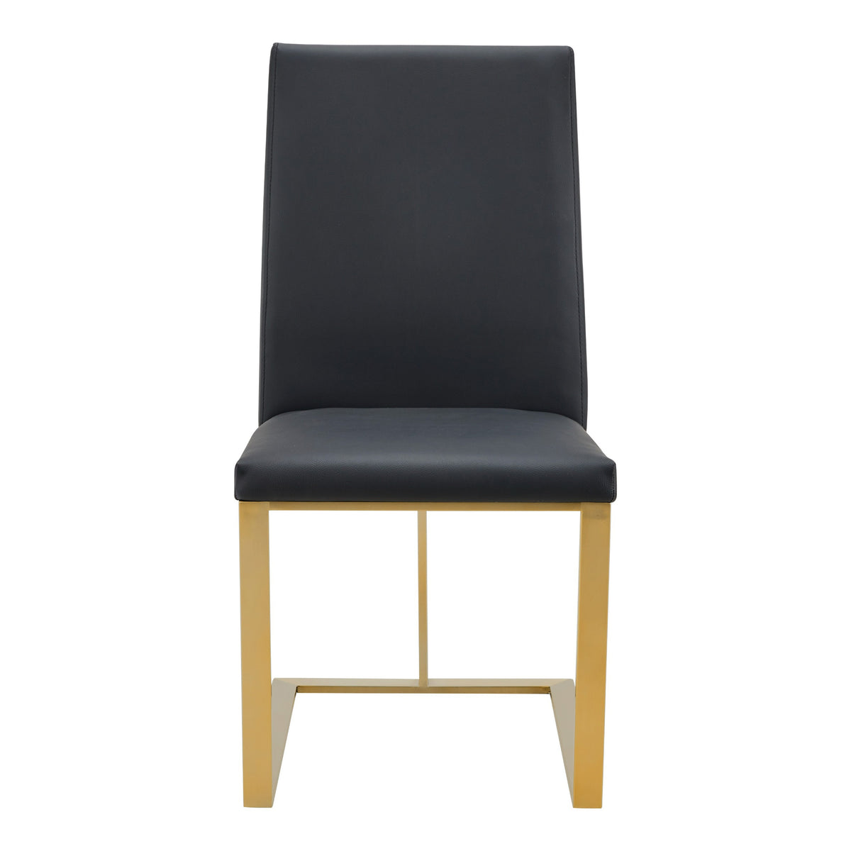 Frankie Modern Dark Grey Vegan Leather + Antique Brass Dining Chair