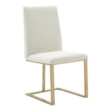 Frankie Modern Off-White Fabric + Antique Brass Dining Chair