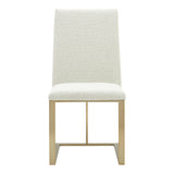 Frankie Modern Off-White Fabric + Antique Brass Dining Chair