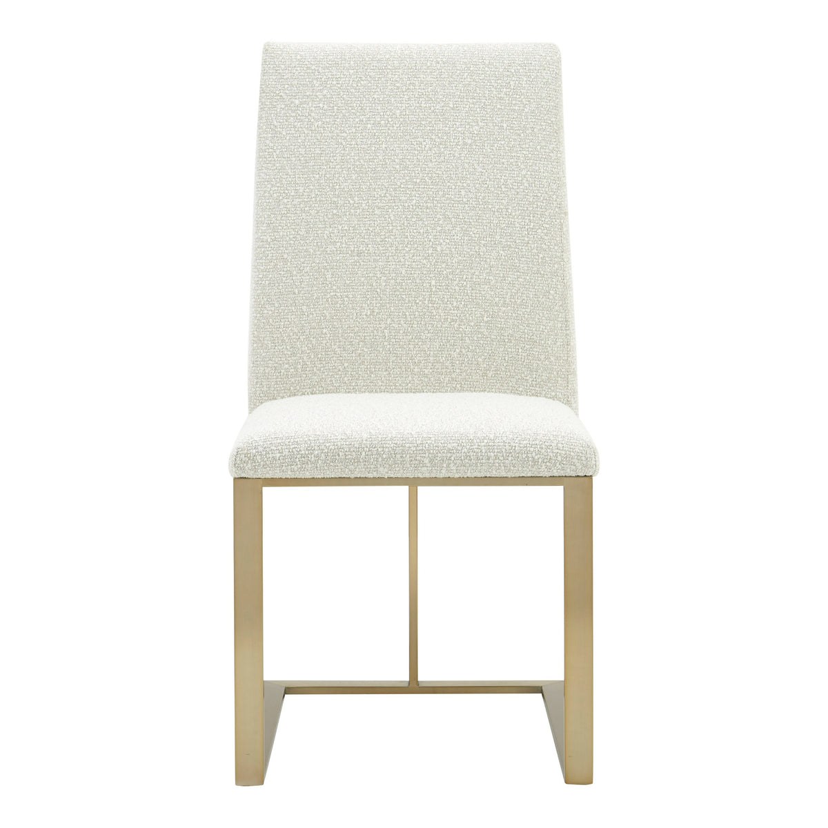 Frankie Modern Off-White Fabric + Antique Brass Dining Chair
