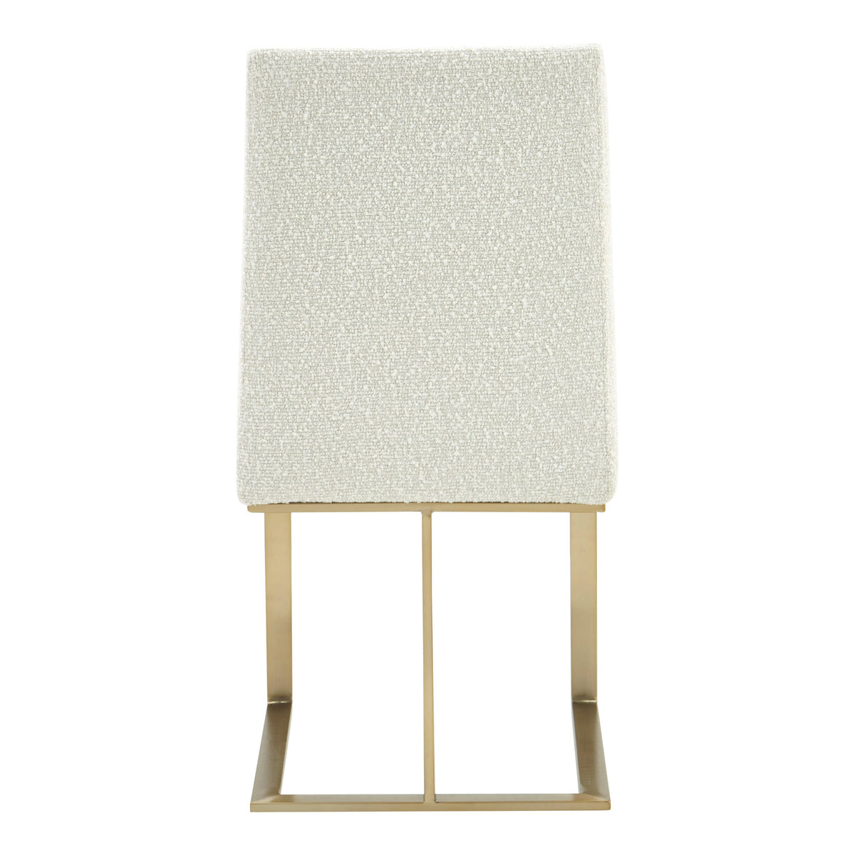 Frankie Modern Off-White Fabric + Antique Brass Dining Chair