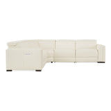 Frazier Modern White Leather Sectional Sofa with 3 Recliners