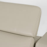 Frazier Modern Light Grey Leather Sectional Sofa with 3 Recliners + Console
