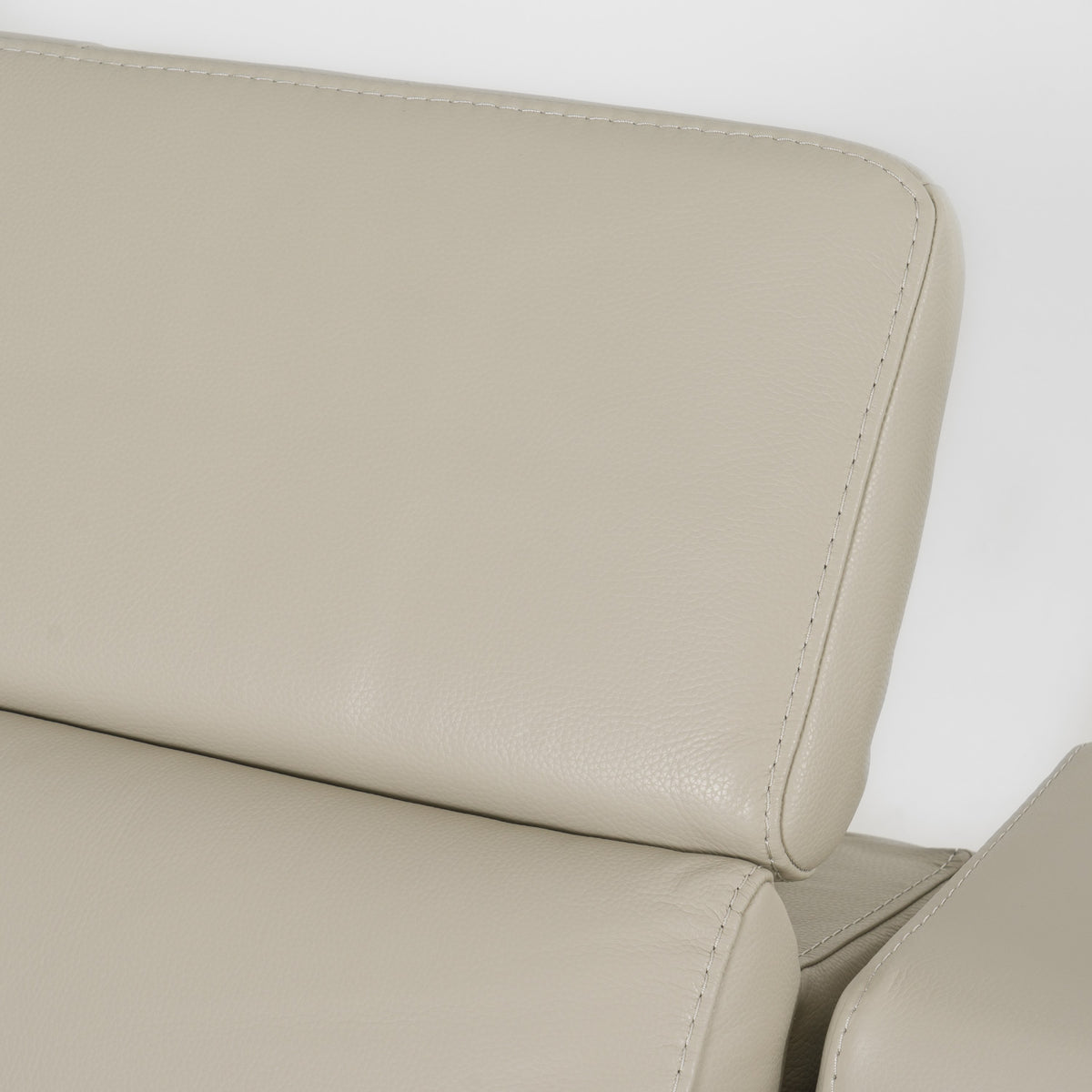 Frazier Modern Light Grey Leather Sectional Sofa with 3 Recliners + Console