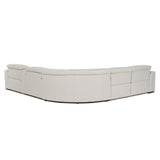 Frazier Modern White Leather Sectional Sofa with 3 Recliners + Console