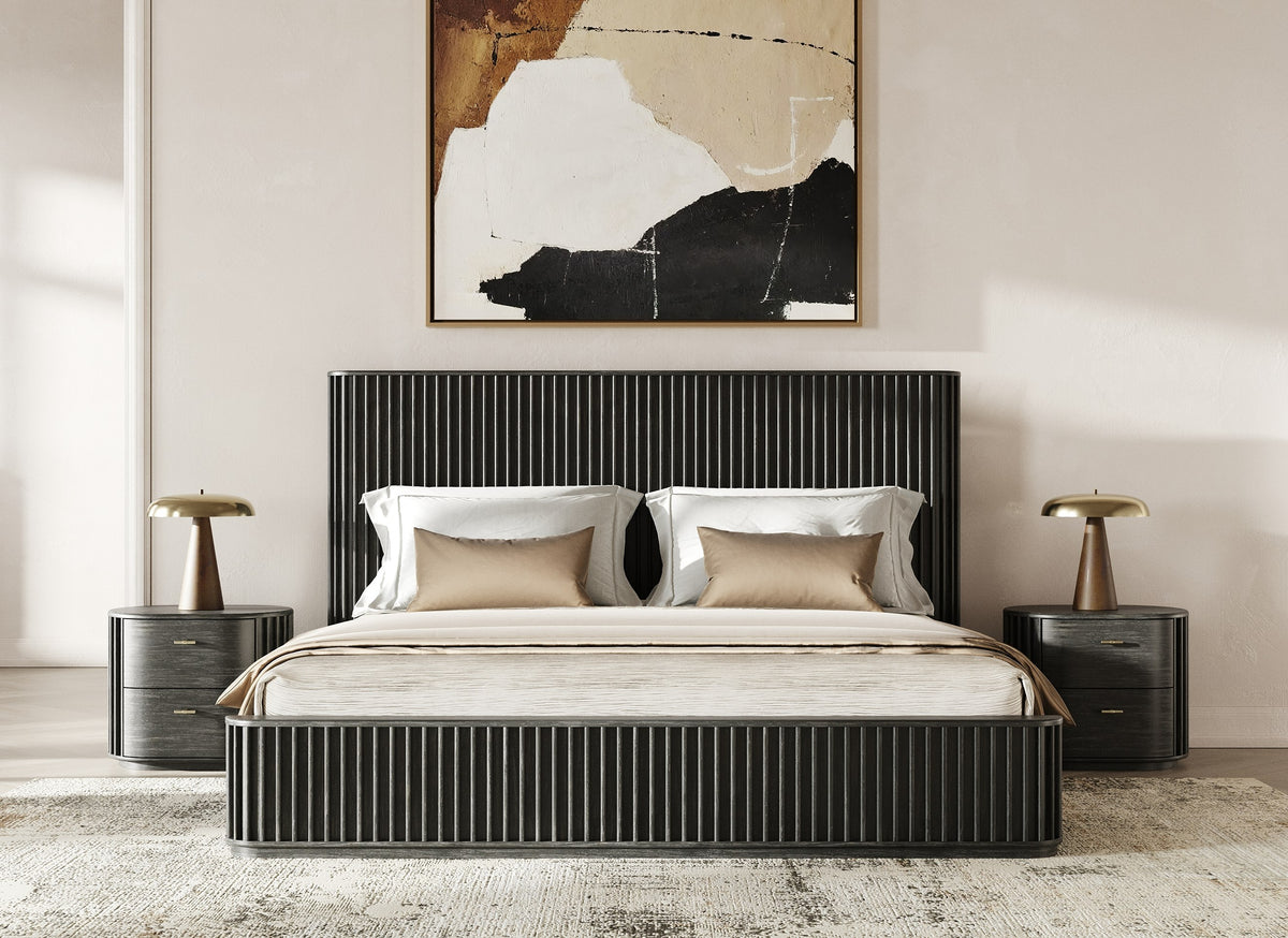 Fields Modern Black Acacia Bed