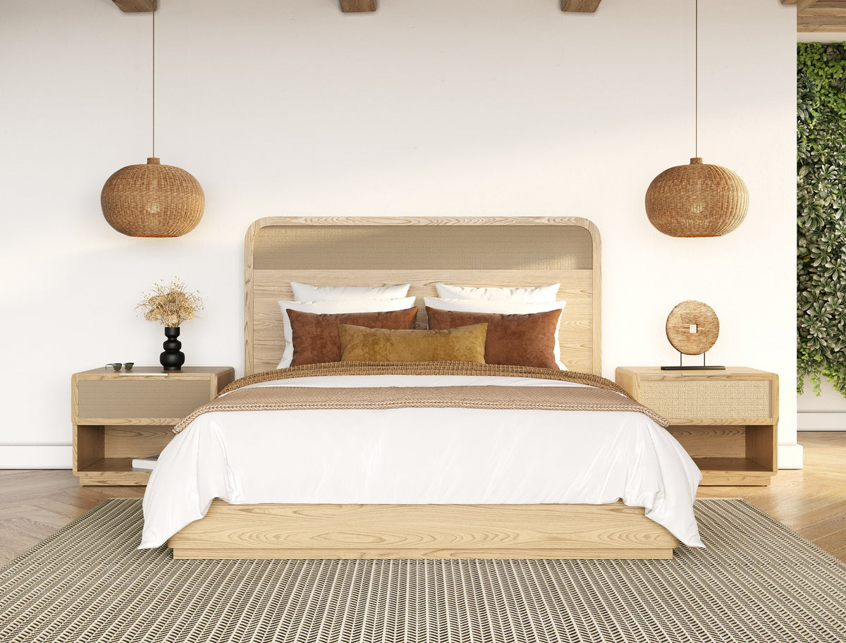Gavin Modern Natural Ash + Rattan Bedroom Set