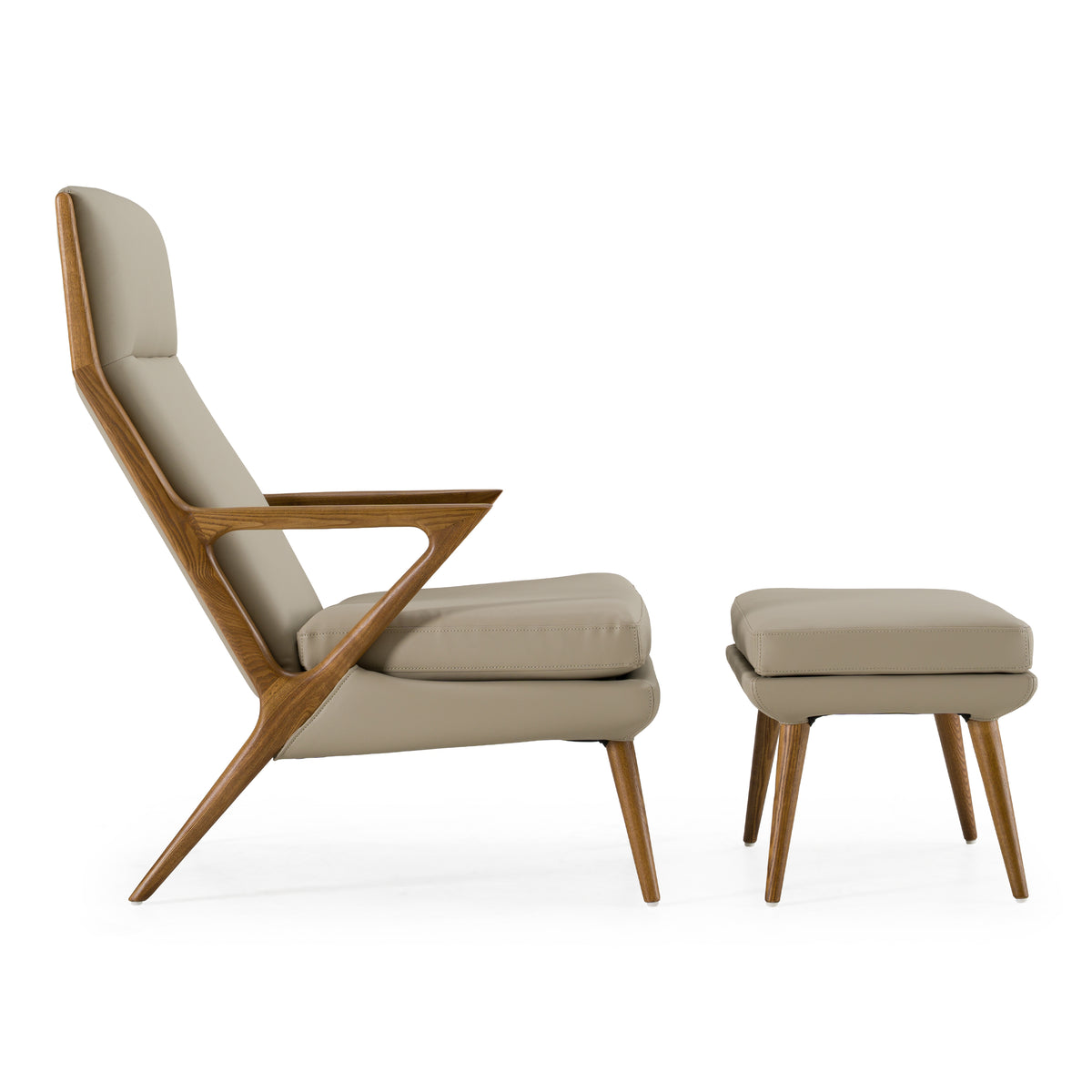 Fulton Modern Beige Lounge Chair & Ottoman