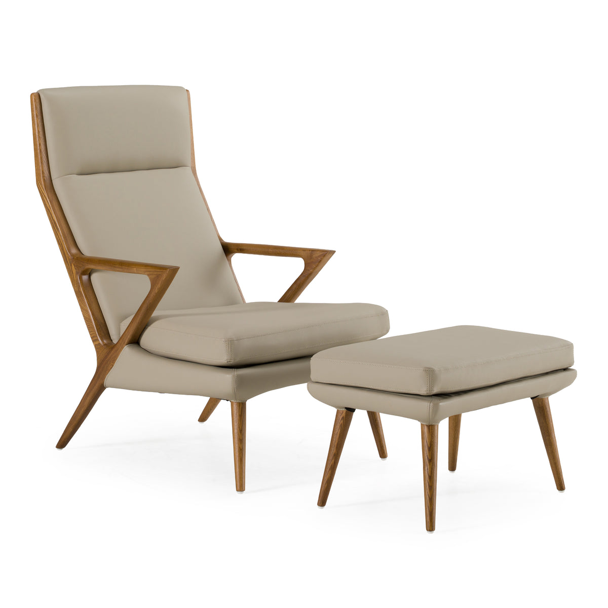 Fulton Modern Beige Lounge Chair & Ottoman