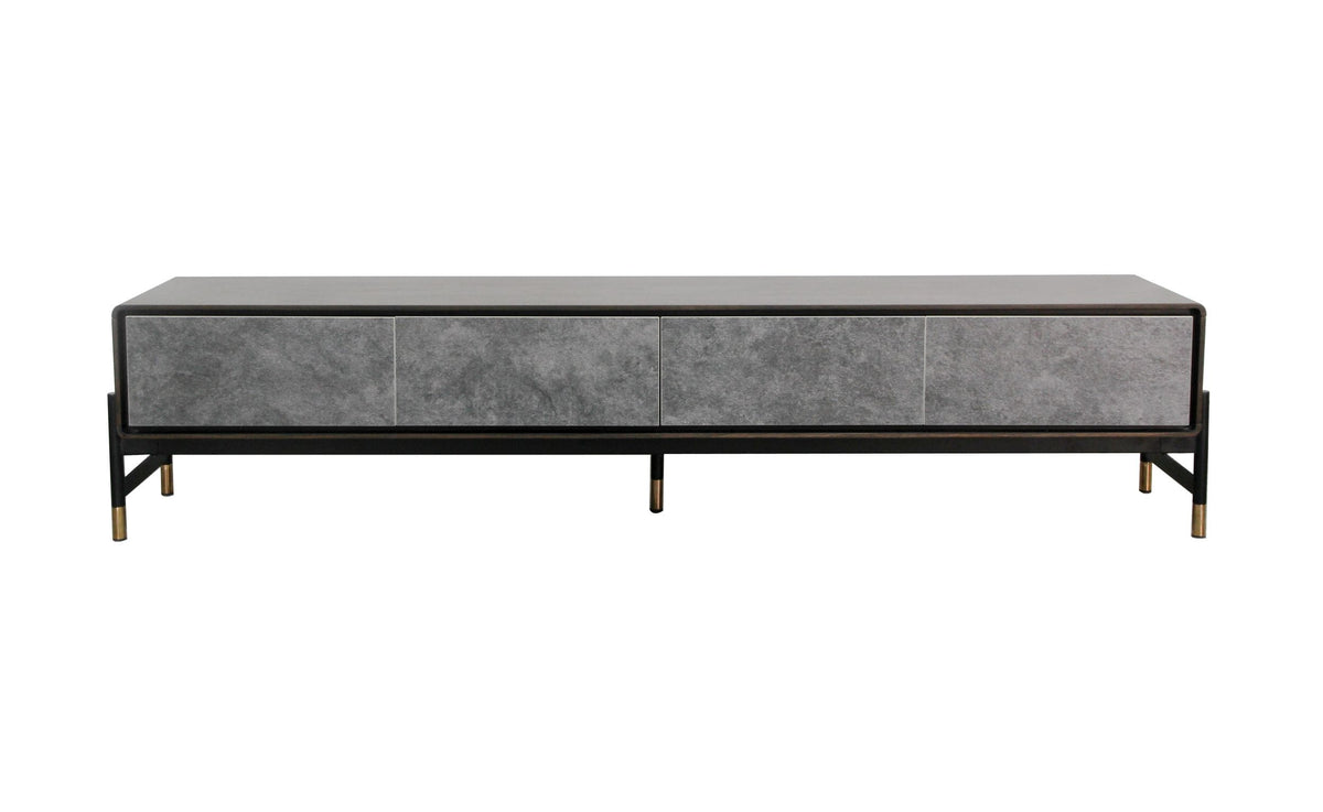 Gabrielle Contemporary Acacia & Gold TV Stand