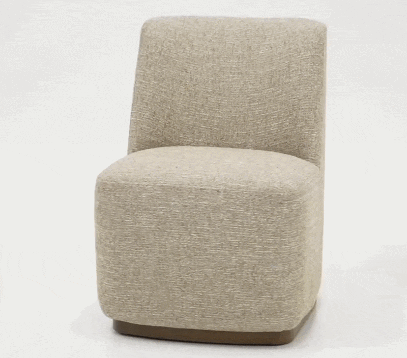 Galloway Modern Beige Fabric + Walnut Dining Chair w/Casters (Set of 2)