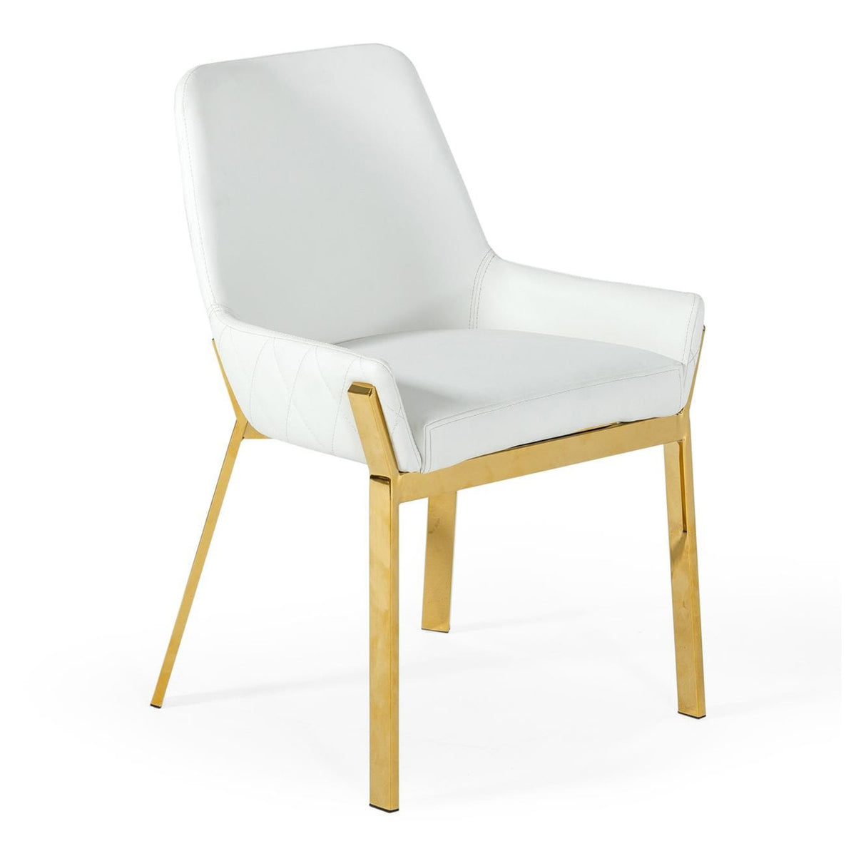 Ganon Modern White & Gold Dining Chair