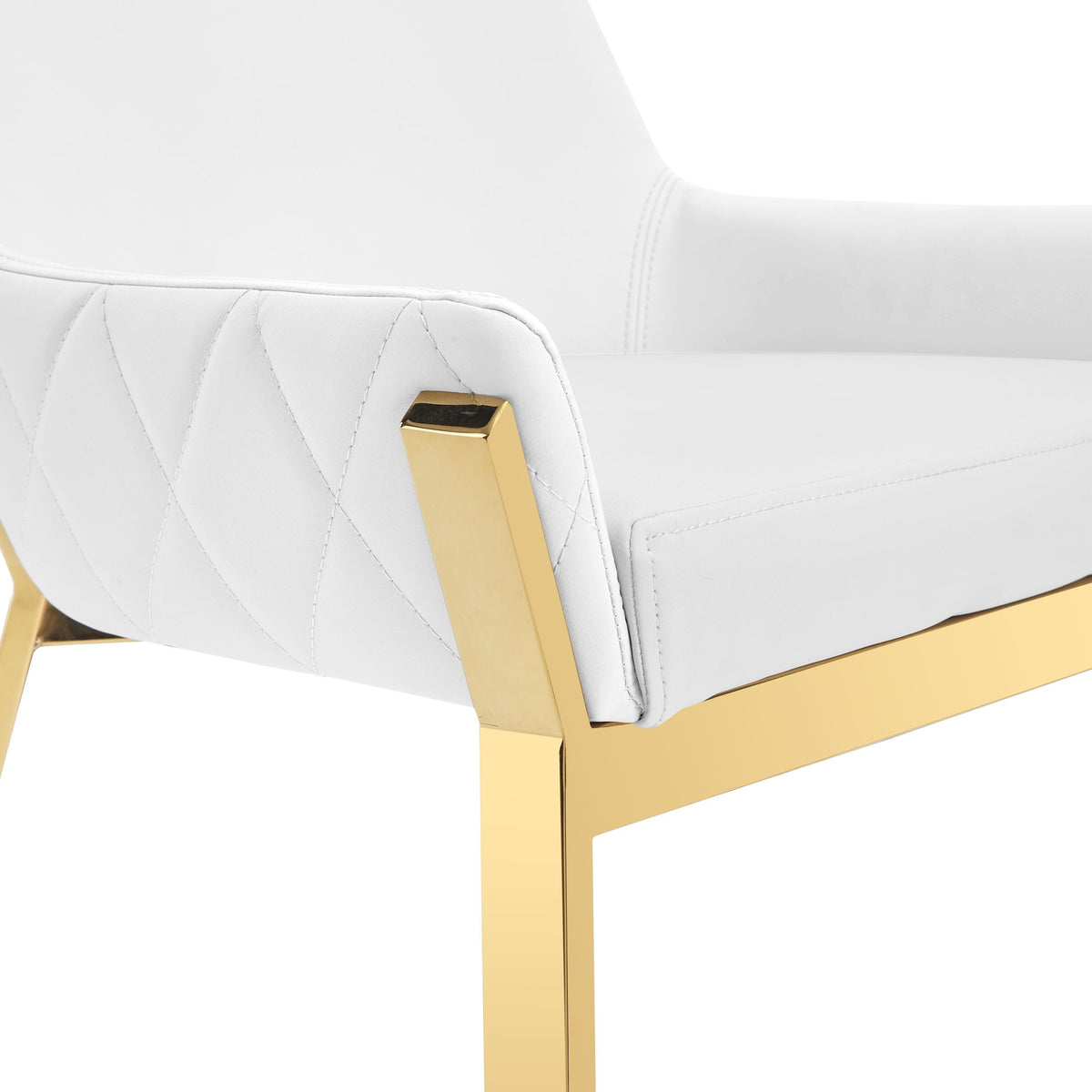 Ganon Modern White & Gold Dining Chair