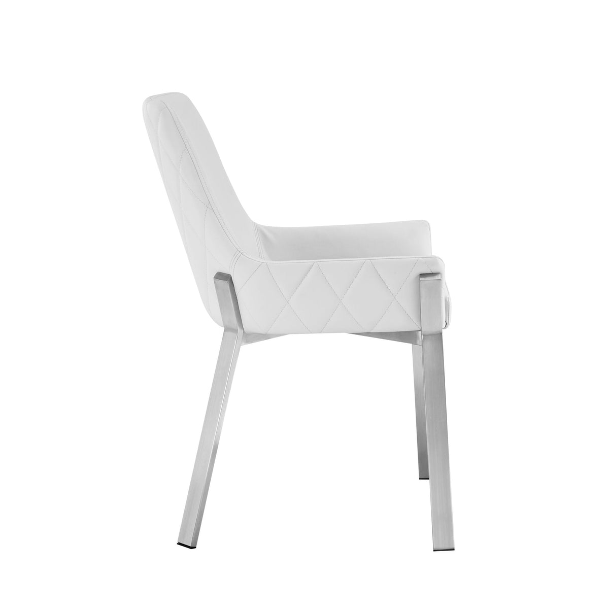 Ganon Modern White & Brushed Stainless Steel Dining Chair