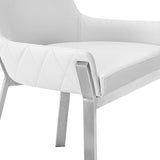 Ganon Modern White & Brushed Stainless Steel Dining Chair