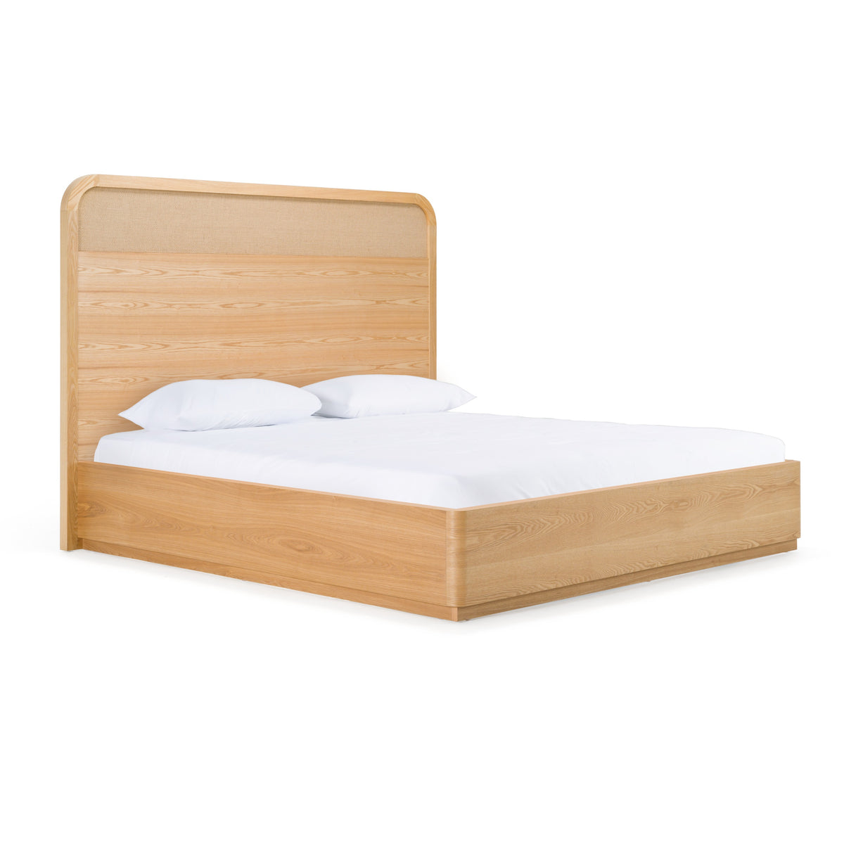Gavin Modern Natural Ash + Rattan Bed