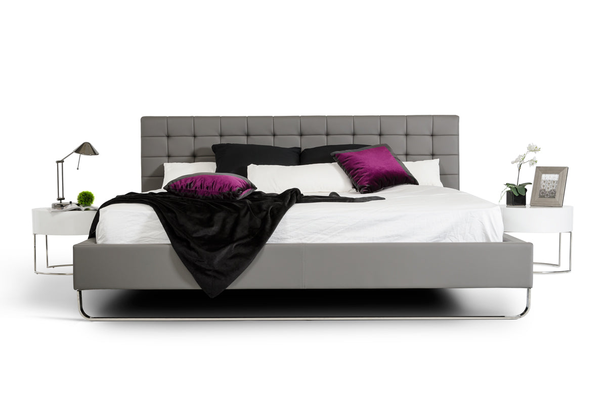 Eastern King Gemma Modern Grey Leatherette Bed