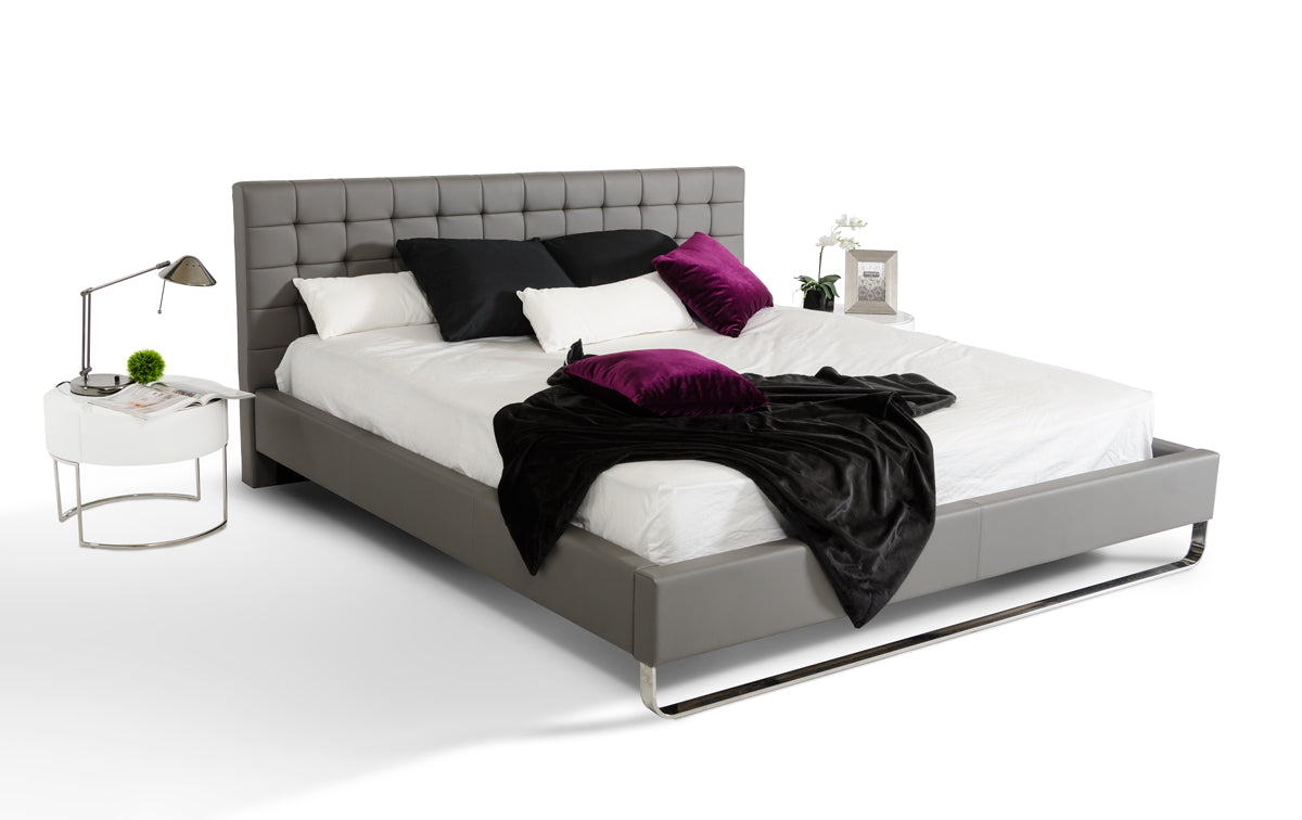 Gemma Modern Grey Leatherette Bed