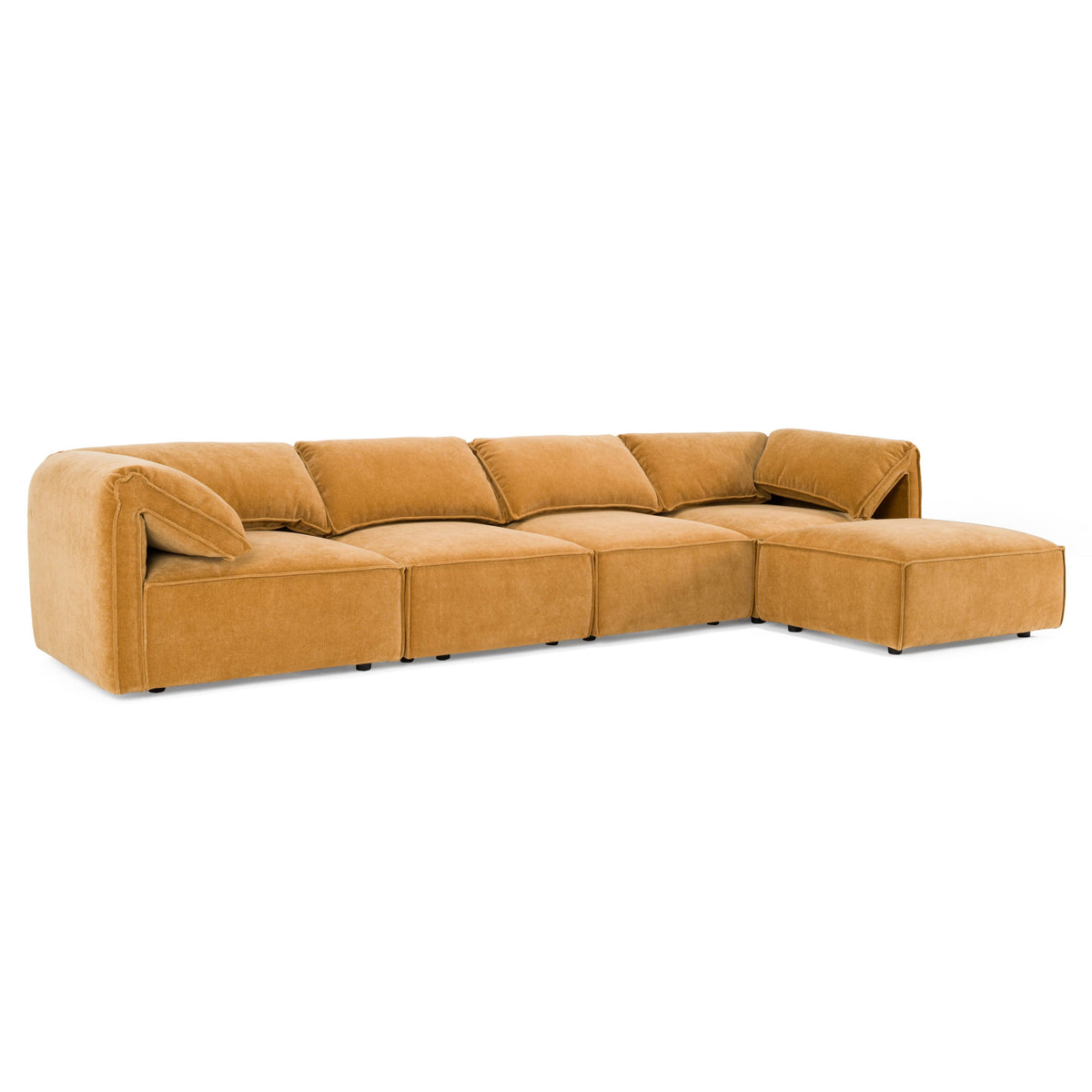 Gene Modern Ochre Fabric Modular Sectional Sofa