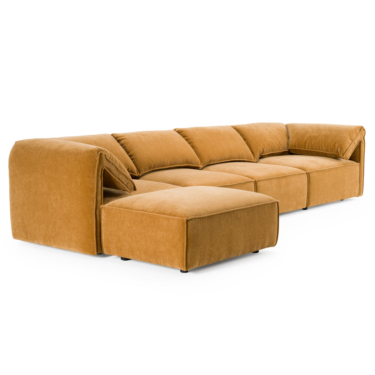 Gene Modern Ochre Fabric Modular Sectional Sofa