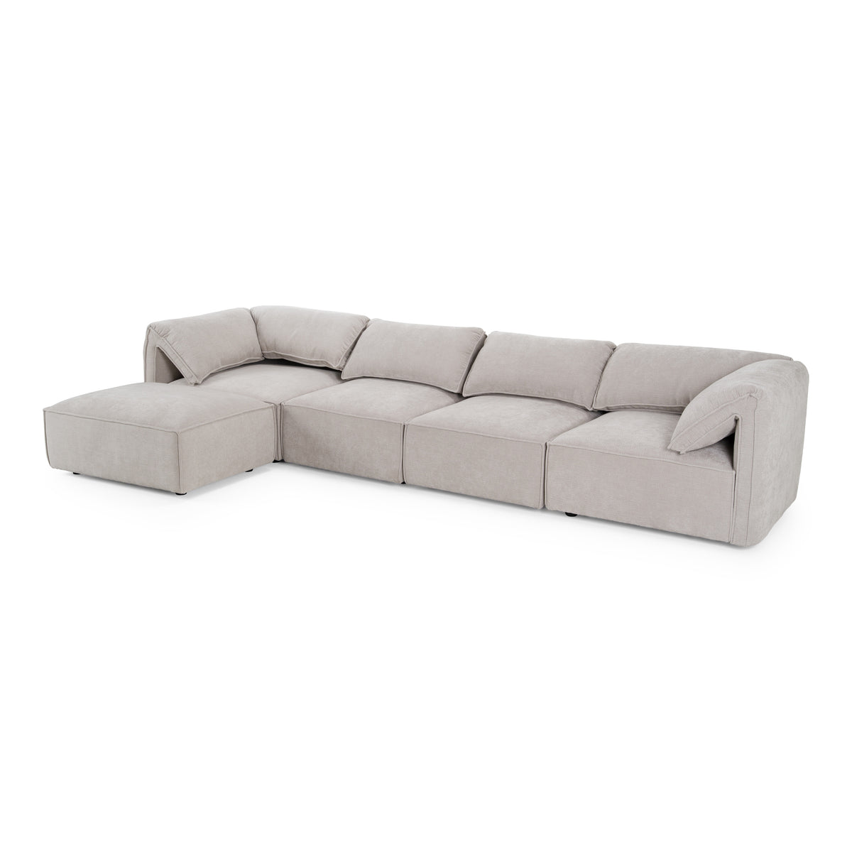 Gene Modern Light Grey Fabric Modular Sectional Sofa-5-Piece Sectional