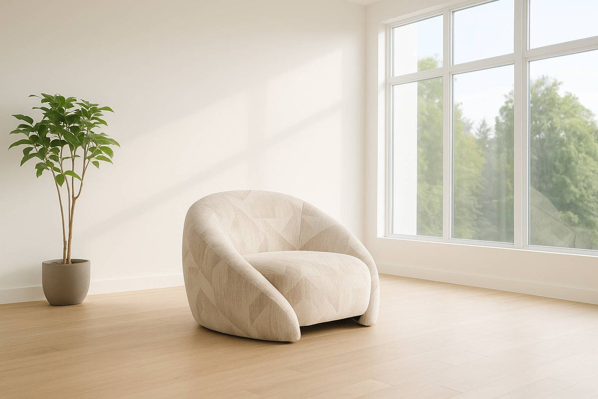Gentle Modern Beige Pattern Fabric Accent Chair