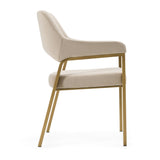 George Modern Beige Fabric + Antique Brass Dining Chair