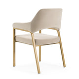 George Modern Beige Fabric + Antique Brass Dining Chair