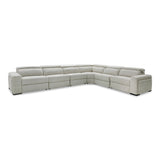 Gering Modern Beige Fabric Sectional Sofa With 2 Power Recliners