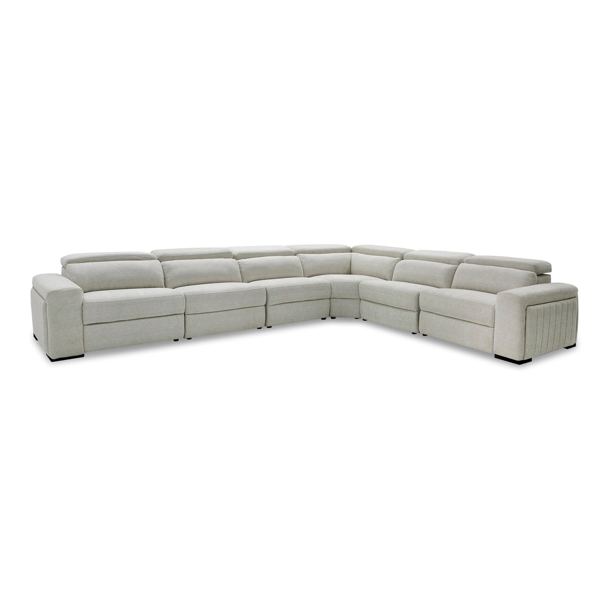 Gering Modern Beige Fabric Sectional Sofa With 2 Power Recliners