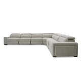 Gering Modern Beige Fabric Sectional Sofa With 2 Power Recliners