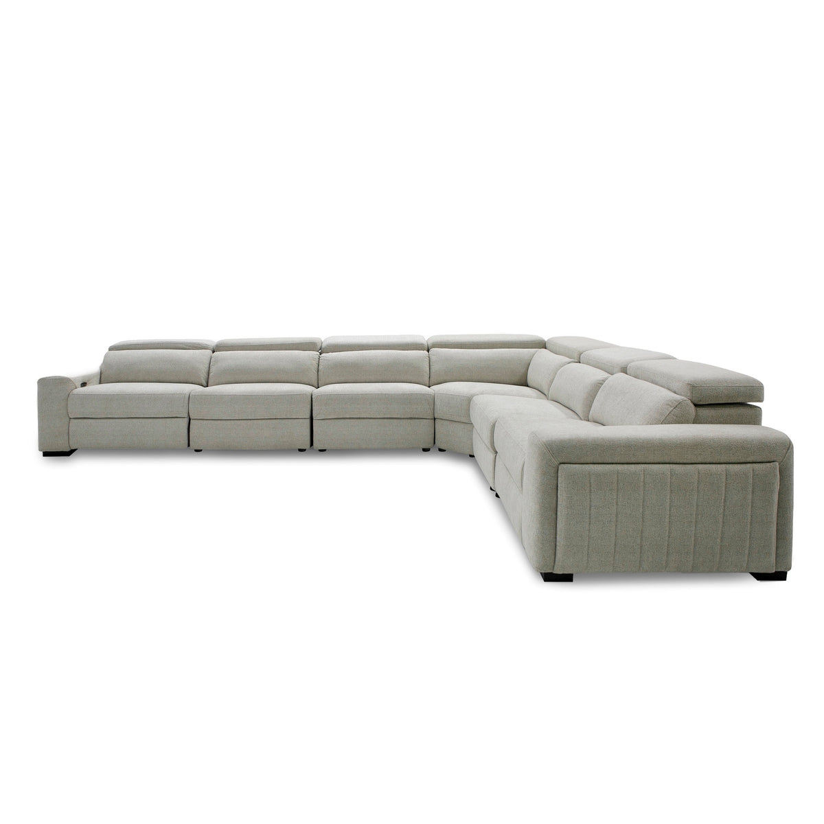 Gering Modern Beige Fabric Sectional Sofa With 2 Power Recliners