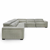 Gering Modern Beige Fabric Sectional Sofa With 2 Power Recliners