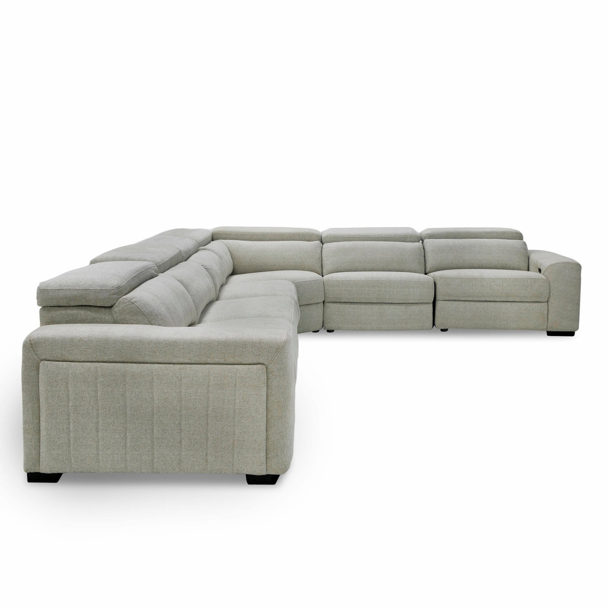 Gering Modern Beige Fabric Sectional Sofa With 2 Power Recliners