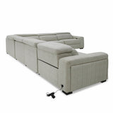 Gering Modern Beige Fabric Sectional Sofa With 2 Power Recliners