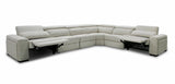 Gering Modern Beige Fabric Sectional Sofa With 2 Power Recliners