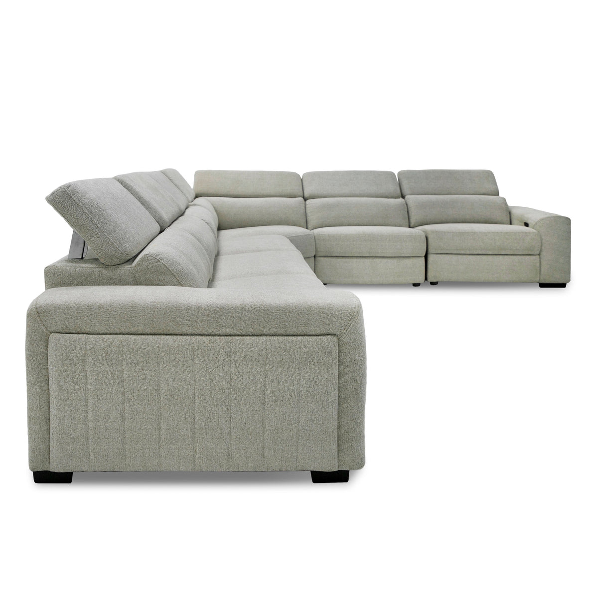 Gering Modern Beige Fabric Sectional Sofa With 2 Power Recliners