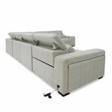 Gering Modern Beige Fabric Sectional Sofa With 2 Power Recliners
