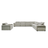 Gering Modern Beige Fabric Sectional Sofa With 2 Power Recliners