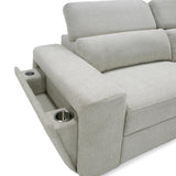 Gering Modern Beige Fabric Sectional Sofa With 2 Power Recliners