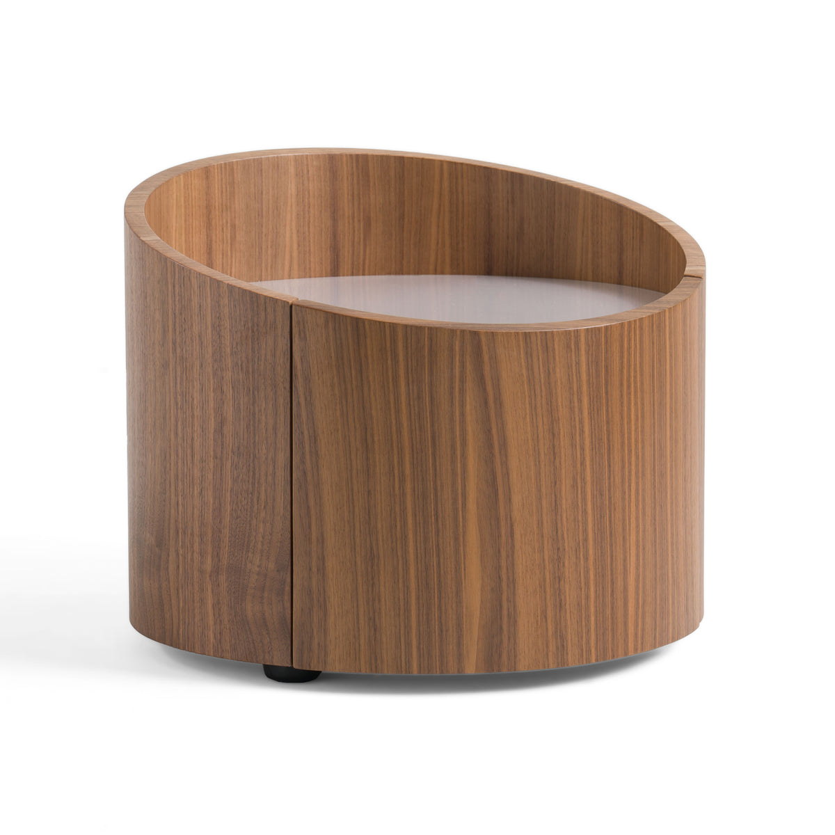 Geneva Modern Walnut Round Nightstand