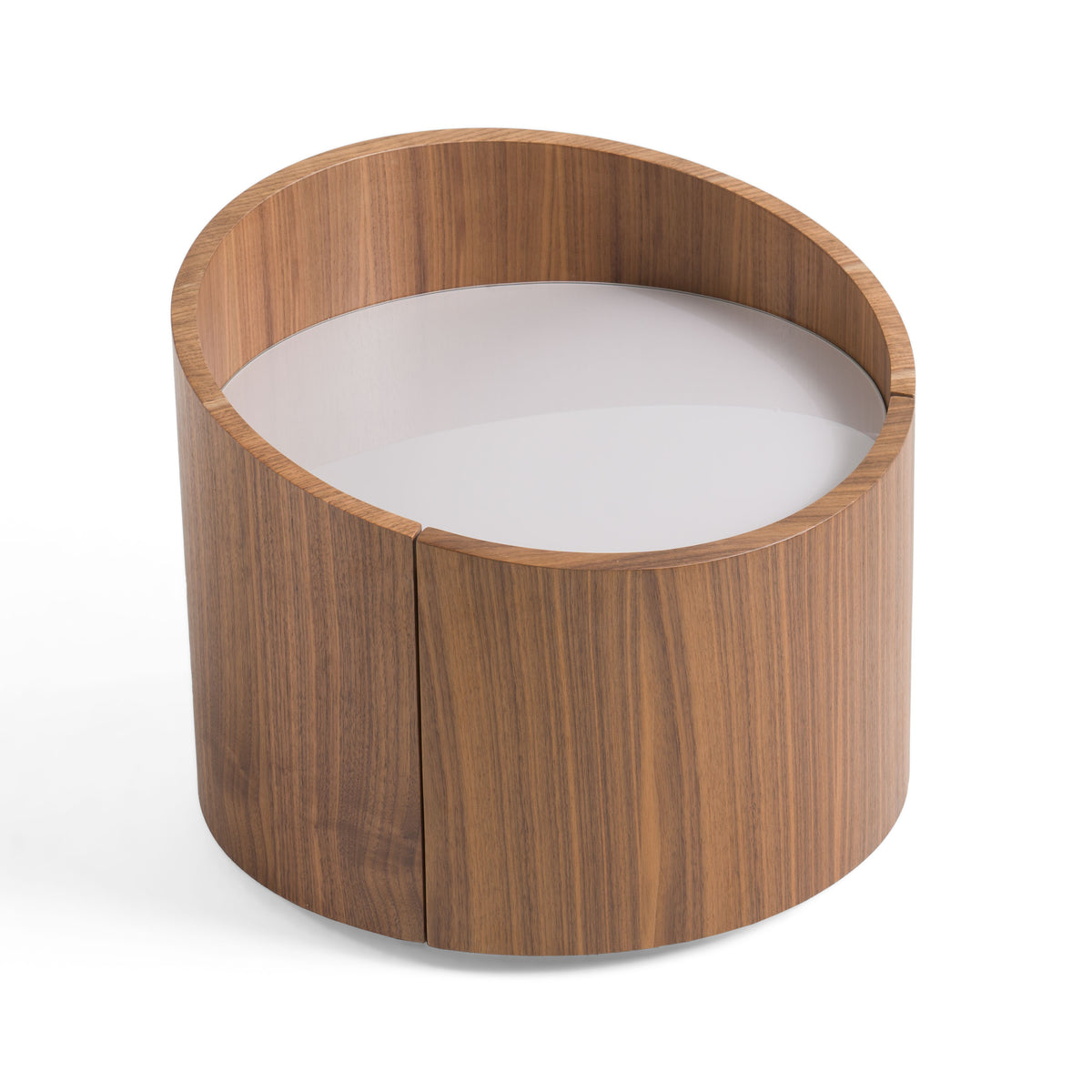 Geneva Modern Walnut Round Nightstand