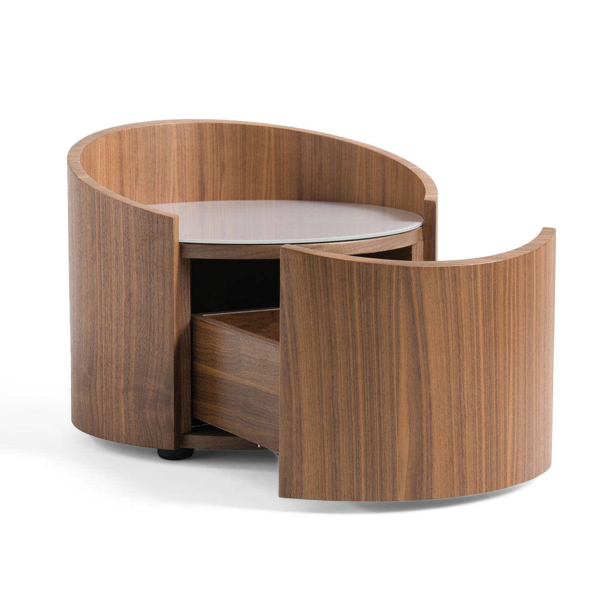 Geneva Modern Walnut Round Nightstand